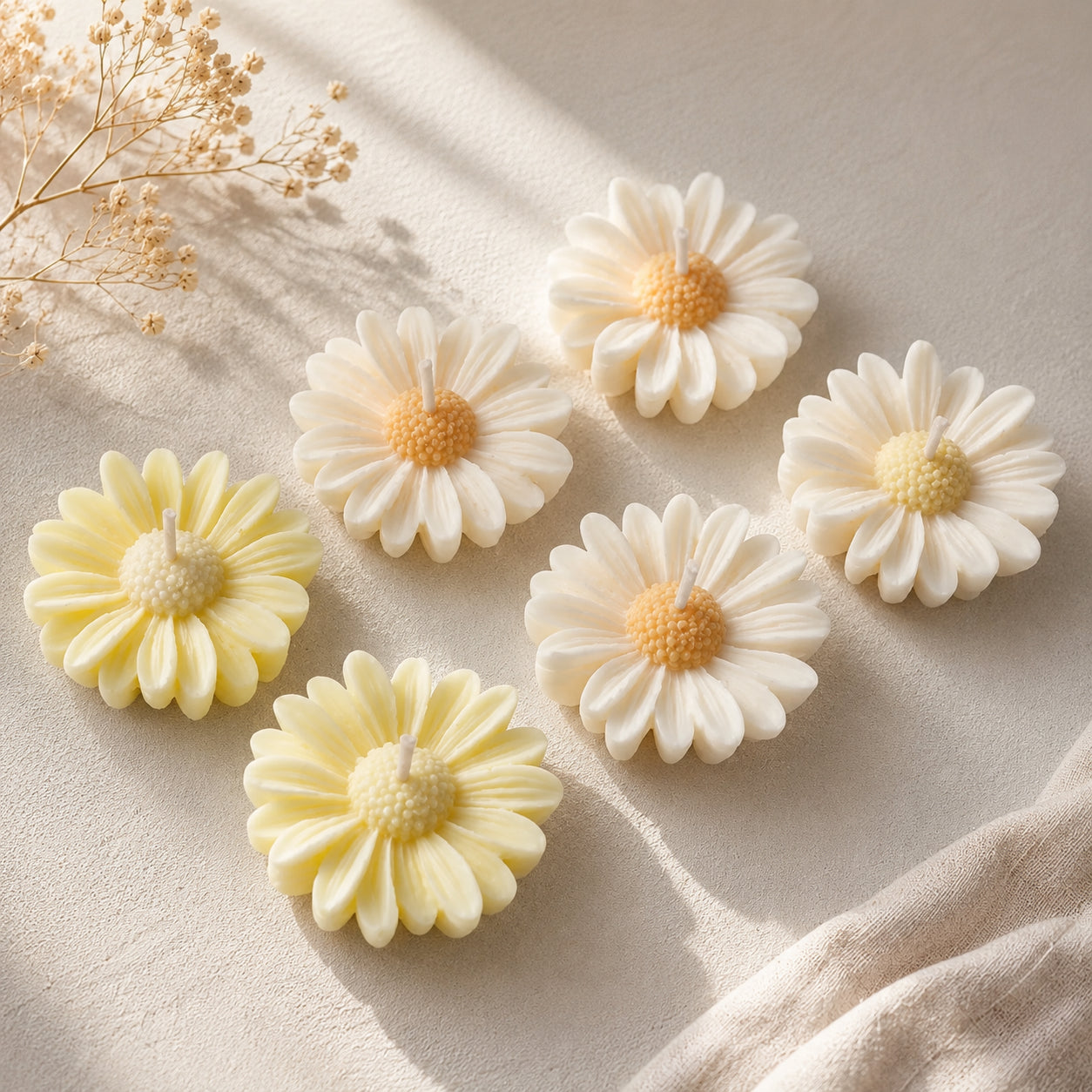 Colección Margarita — Velas de Soya Aromáticas 6 uds