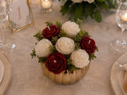 Rosas — Arreglo Bouquet Ramo de Velas de Soya Aromáticas y Base Dorada · 7 velas