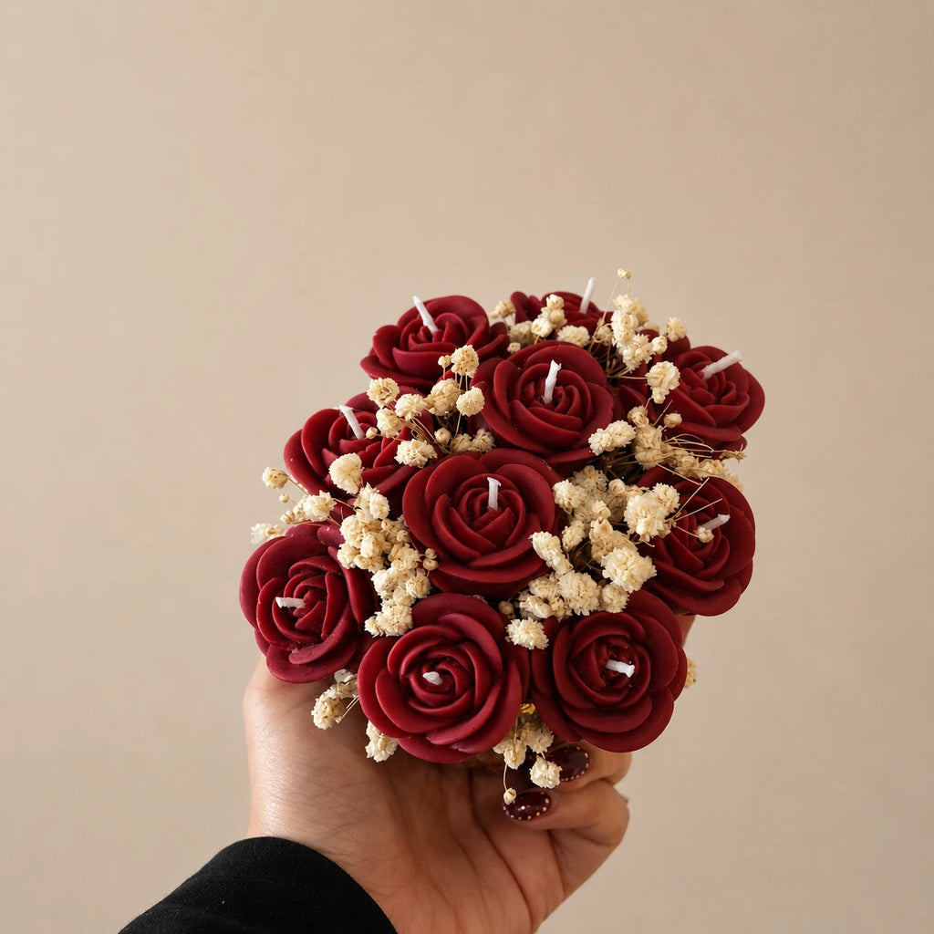 Rosas- Ramo Bouquet Flores de Velas Aromáticas 10 uds