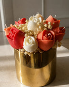 Tulipanes — Arreglo Bouquet Ramo de Velas de Soya Aromáticas y Base Dorada · 9 velas