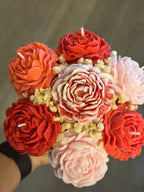 Peonías — Arreglo Bouquet Ramo de Velas de Soya Aromáticas · 7 velas